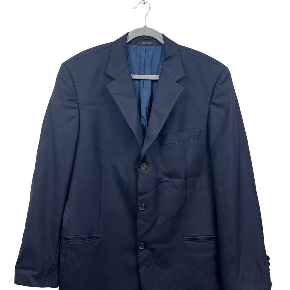 Boss Hugo Boss Mens Wool Blazer Suit 3 Button Ventless Lined Pockets Navy Sz 42R - Picture 2 of 7
